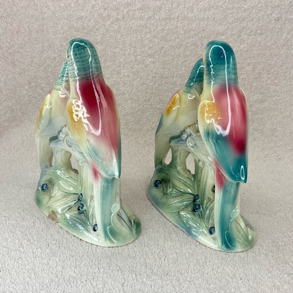 Vintage Spaulding China Co Parakeet Bird Figurine Set 1950s Lovebirds VTG Retro - Picture 12 of 14